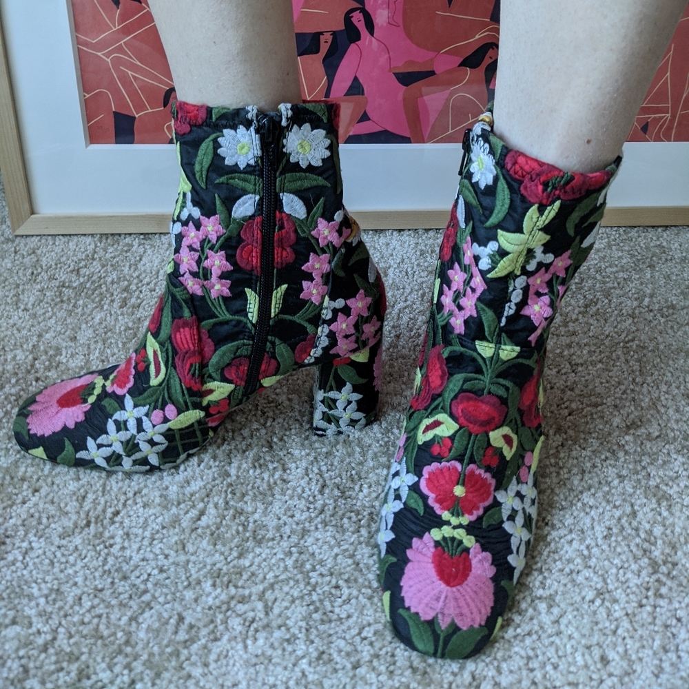 Embroidered Ankle Boots